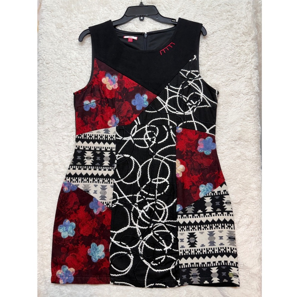 Joe Browns Patchwork Dress Womens 12‎ Mixed Print Floral Geometric Excellent